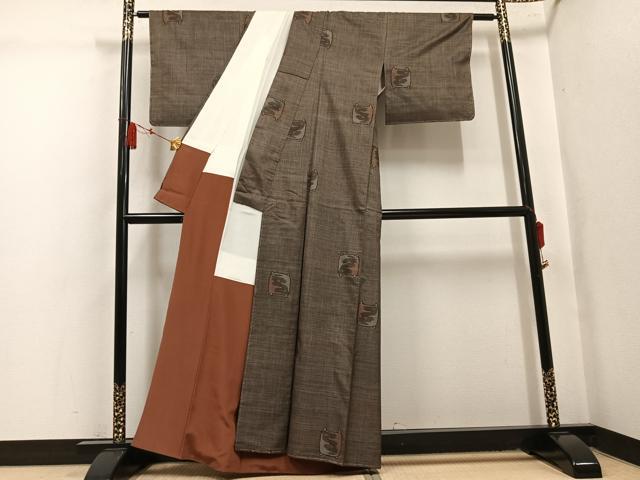 平和屋着物●本場大島紬　7マルキ　糸巻　正絹　逸品　未使用　AABL1211ph