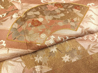 平和屋着物●吉澤友禅　色留袖　駒刺繍　地紙花文　金彩　反端付き　正絹　逸品　AABL1212ph