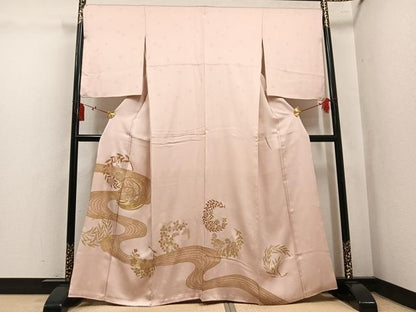 平和屋着物●豪華色留袖　竹屋町刺繍　流水草花文　金彩　正絹　逸品　AABL1215ph