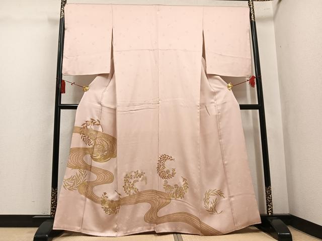 平和屋着物●豪華色留袖　竹屋町刺繍　流水草花文　金彩　正絹　逸品　AABL1215ph