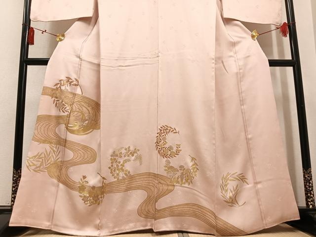 平和屋着物●豪華色留袖　竹屋町刺繍　流水草花文　金彩　正絹　逸品　AABL1215ph