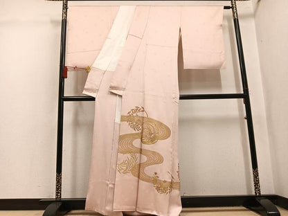 平和屋着物●豪華色留袖　竹屋町刺繍　流水草花文　金彩　正絹　逸品　AABL1215ph