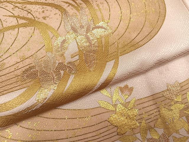 平和屋着物●豪華色留袖　竹屋町刺繍　流水草花文　金彩　正絹　逸品　AABL1215ph