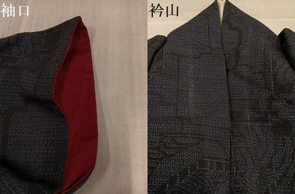 平和屋着物●結城紬　80亀甲　舟　正絹　逸品　AABL1216ph