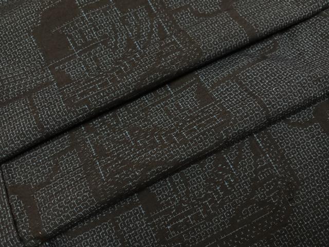 平和屋着物●結城紬　80亀甲　舟　正絹　逸品　AABL1216ph