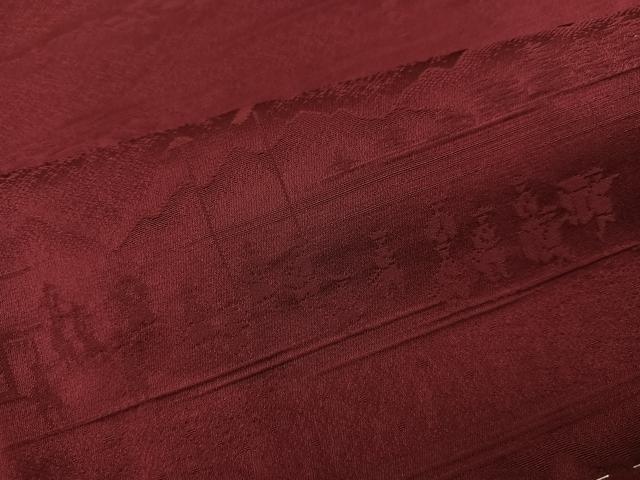 平和屋着物●上質な色無地　人物地紋　小豆色　正絹　逸品　未使用　AABL1218ph