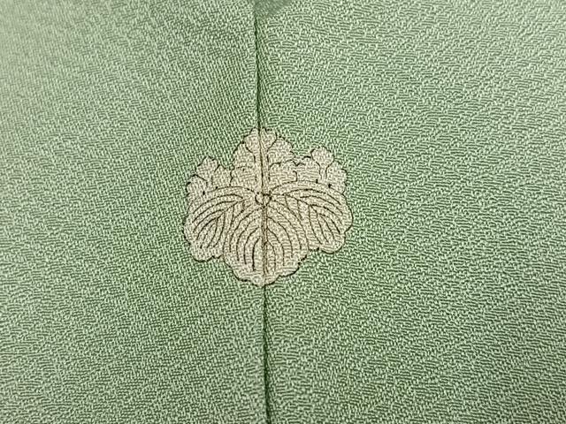 平和屋着物●上質な色無地　紗綾形地紋　裏葉柳色　正絹　逸品　AABL1219ph