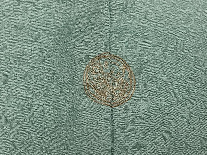 平和屋着物●無地絵羽訪問着　中国三大刺繍　スワトウ刺繍　汕頭刺繍　総刺繍　舞花文　色無地　秘色色　正絹　逸品　AABL1220ph