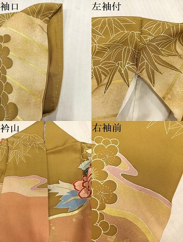 平和屋着物●豪華振袖　駒刺繍　草花文　金彩　正絹　逸品　AABL1226ph