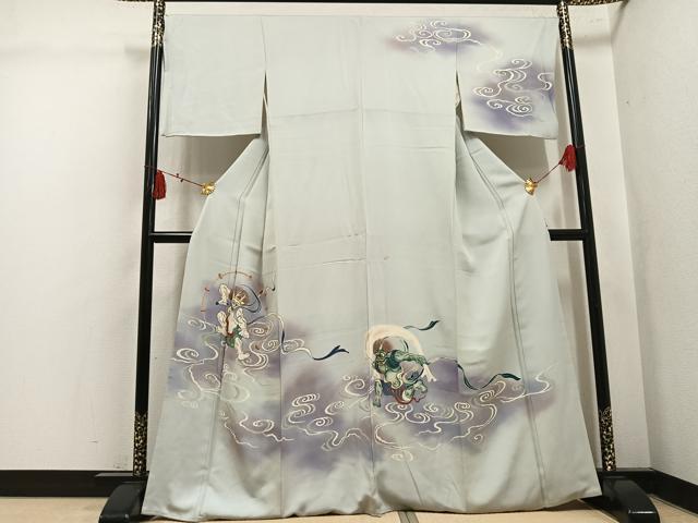 平和屋着物●訪問着　手描き　風神雷神　暈し染め　正絹　逸品　AABL1227ph