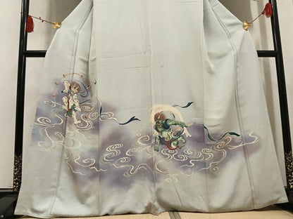 平和屋着物●訪問着　手描き　風神雷神　暈し染め　正絹　逸品　AABL1227ph