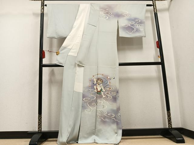 平和屋着物●訪問着　手描き　風神雷神　暈し染め　正絹　逸品　AABL1227ph