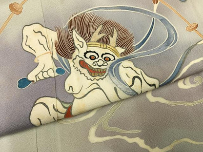 平和屋着物●訪問着　手描き　風神雷神　暈し染め　正絹　逸品　AABL1227ph