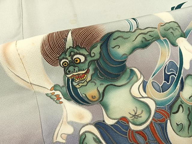 平和屋着物●訪問着　手描き　風神雷神　暈し染め　正絹　逸品　AABL1227ph