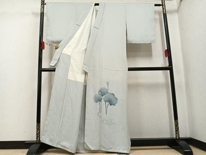 平和屋着物●豪華色留袖　地紋起こし　蓮　正絹　逸品　AABL1231ph