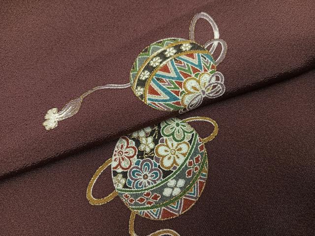 平和屋着物●上質な小紋　花毬文　金彩　正絹　逸品　AABL1232ph