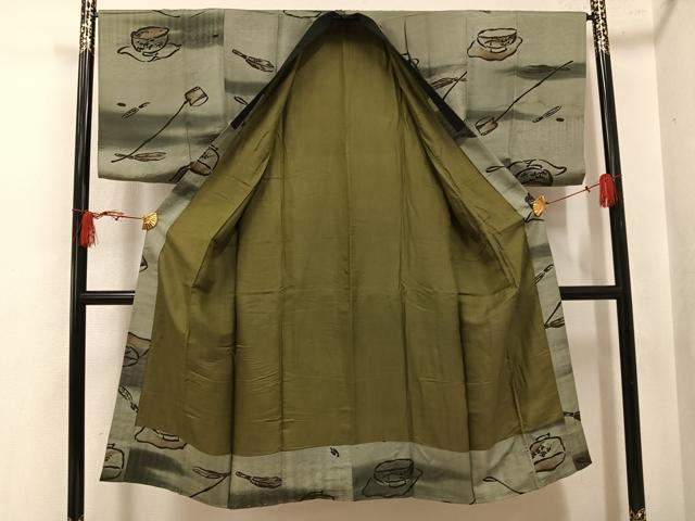 平和屋着物●男性　長襦袢　袷　茶道具　正絹　逸品　AABL1233ph