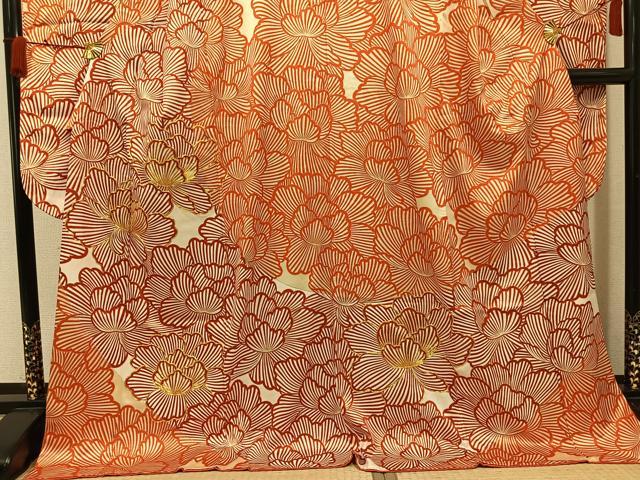 平和屋着物●豪華振袖　駒刺繍　牡丹　金彩　ロング丈　正絹　逸品　AABL1235ph