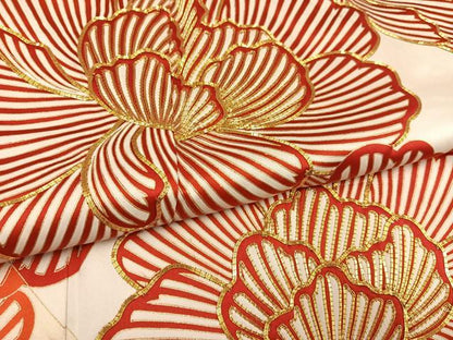 平和屋着物●豪華振袖　駒刺繍　牡丹　金彩　ロング丈　正絹　逸品　AABL1235ph