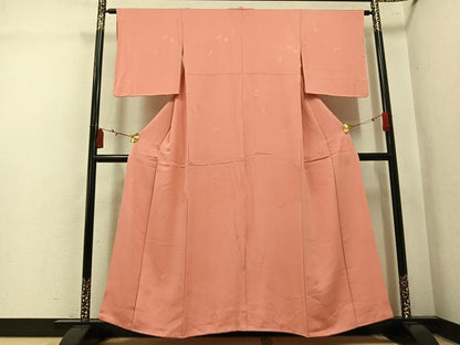 平和屋着物●上質な色無地　宝尽くし地紋　薄紅色　正絹　逸品　AABL1237ph