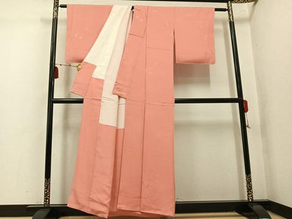 平和屋着物●上質な色無地　宝尽くし地紋　薄紅色　正絹　逸品　AABL1237ph
