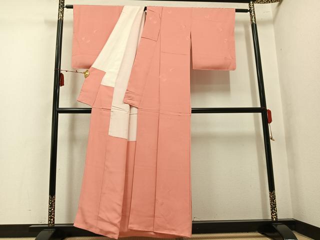 平和屋着物●上質な色無地　宝尽くし地紋　薄紅色　正絹　逸品　AABL1237ph