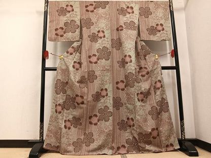 平和屋着物●小紋　舞花文　洗える着物　未使用　AABL1242ph