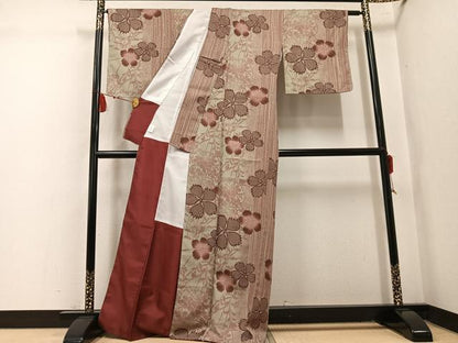 平和屋着物●小紋　舞花文　洗える着物　未使用　AABL1242ph