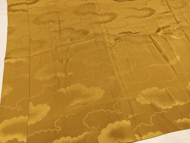 平和屋着物●長襦袢　無双仕立て　雲重ね地紋　桑茶色　半衿刺繍　正絹　逸品　AABL1243ph