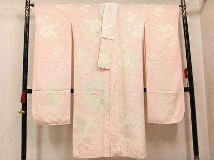 平和屋着物●振袖用長襦袢　袷　流水花地紋　暈し染め　正絹　逸品　AABL1245ph