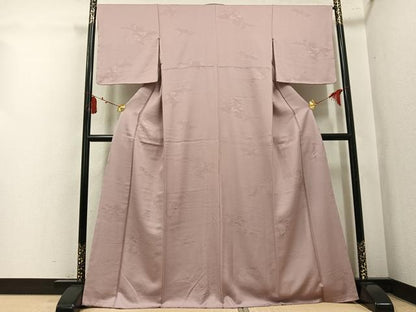 平和屋着物●上質な色無地　絵巻地紋　水柿色　正絹　逸品　未使用　AABL1246ph