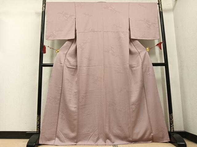 平和屋着物●上質な色無地　絵巻地紋　水柿色　正絹　逸品　未使用　AABL1246ph