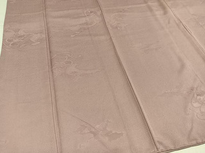 平和屋着物●上質な色無地　絵巻地紋　水柿色　正絹　逸品　未使用　AABL1246ph