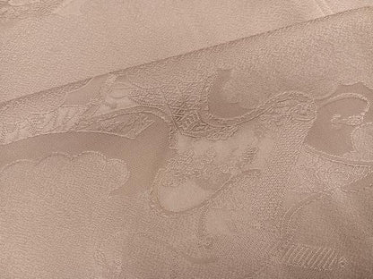 平和屋着物●上質な色無地　絵巻地紋　水柿色　正絹　逸品　未使用　AABL1246ph