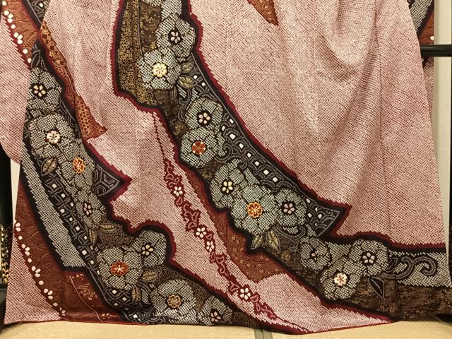 平和屋着物●豪華振袖　絞り　駒刺繍　舞花文　金彩　三越扱い　正絹　逸品　AABL1248ph