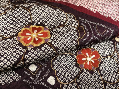 平和屋着物●豪華振袖　絞り　駒刺繍　舞花文　金彩　三越扱い　正絹　逸品　AABL1248ph