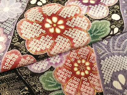 平和屋着物●豪華振袖　舞花文　金彩　正絹　逸品　AABL1249ph