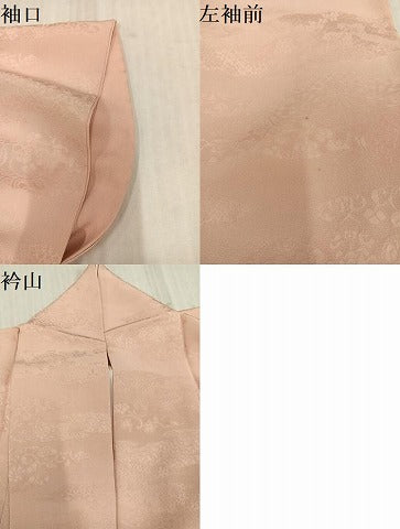 平和屋着物●上質な色無地　花唐草地紋　洗柿色　正絹　逸品　AABL1253ph