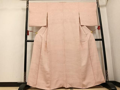 平和屋着物●上質な色無地　花唐草地紋　洗柿色　正絹　逸品　AABL1253ph