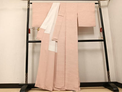 平和屋着物●上質な色無地　花唐草地紋　洗柿色　正絹　逸品　AABL1253ph