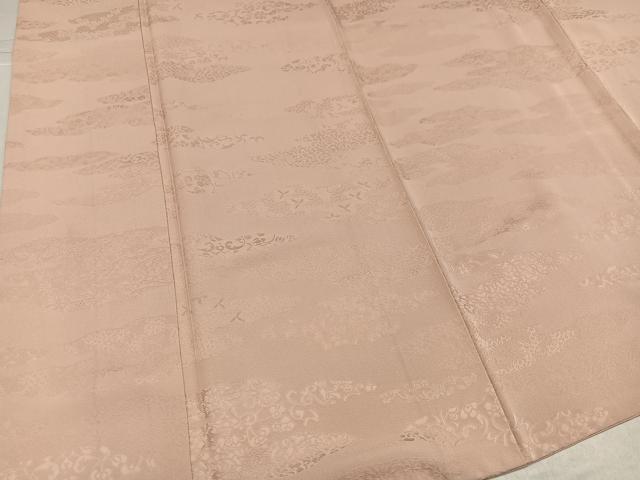 平和屋着物●上質な色無地　花唐草地紋　洗柿色　正絹　逸品　AABL1253ph