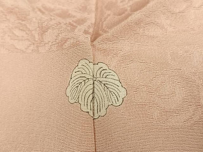 平和屋着物●上質な色無地　花唐草地紋　洗柿色　正絹　逸品　AABL1253ph