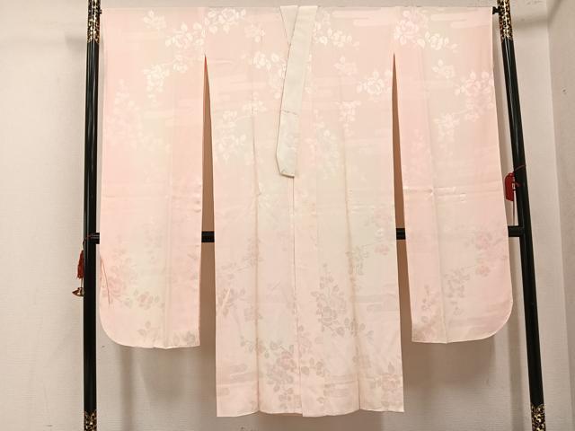 平和屋着物●振袖用長襦袢　袷　枝花地紋　暈し染め　正絹　逸品　AABL1255ph