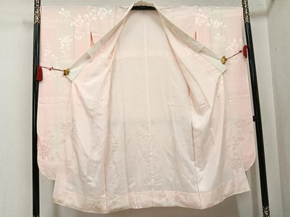 平和屋着物●振袖用長襦袢　袷　枝花地紋　暈し染め　正絹　逸品　AABL1255ph