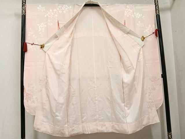 平和屋着物●振袖用長襦袢　袷　枝花地紋　暈し染め　正絹　逸品　AABL1255ph