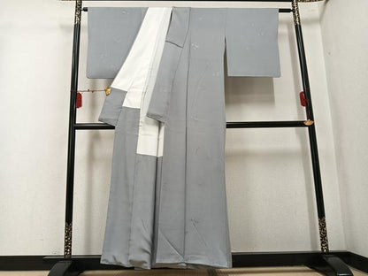 平和屋着物●上質な色無地　石庭地紋　潤色　正絹　逸品　AABL1257ph