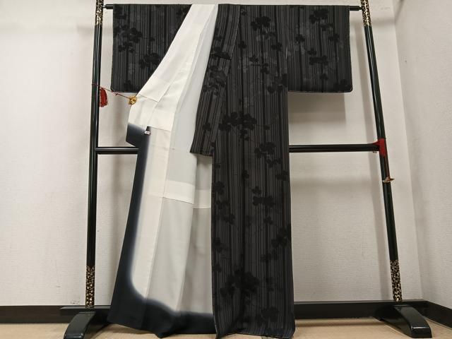 平和屋着物●上質な小紋　葡萄蔦の葉シルエット　ほていや扱い　正絹　逸品　未使用　AABL1260ph