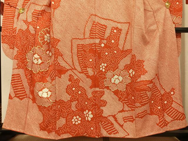平和屋着物●豪華振袖　総絞り　駒刺繍　花尽くし　正絹　逸品　AABL1265ph
