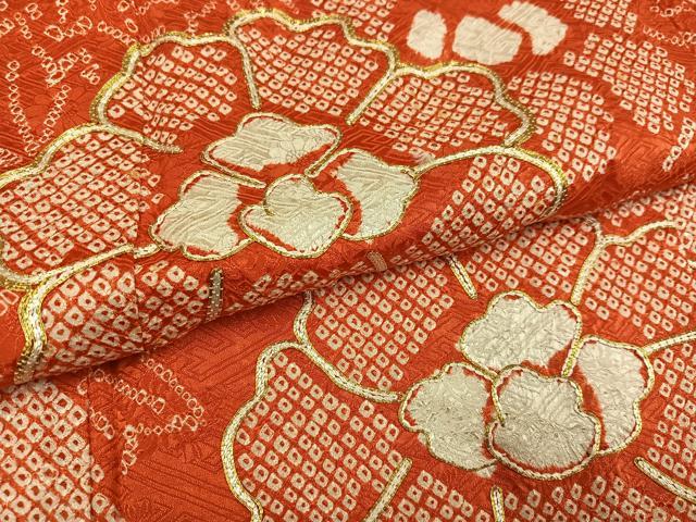 平和屋着物●豪華振袖　総絞り　駒刺繍　花尽くし　正絹　逸品　AABL1265ph