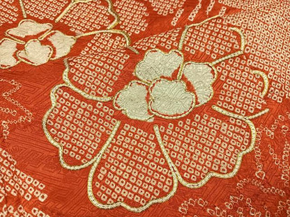 平和屋着物●豪華振袖　総絞り　駒刺繍　花尽くし　正絹　逸品　AABL1265ph